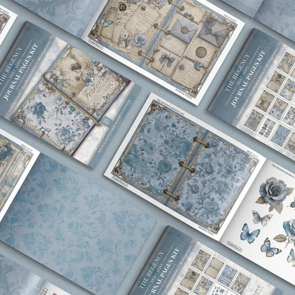 "The Regency Silky Skies" Junk Journal Kit - Scrapbook Resource Co (Make 30 Pages+)-Rachel The Turtle Journal