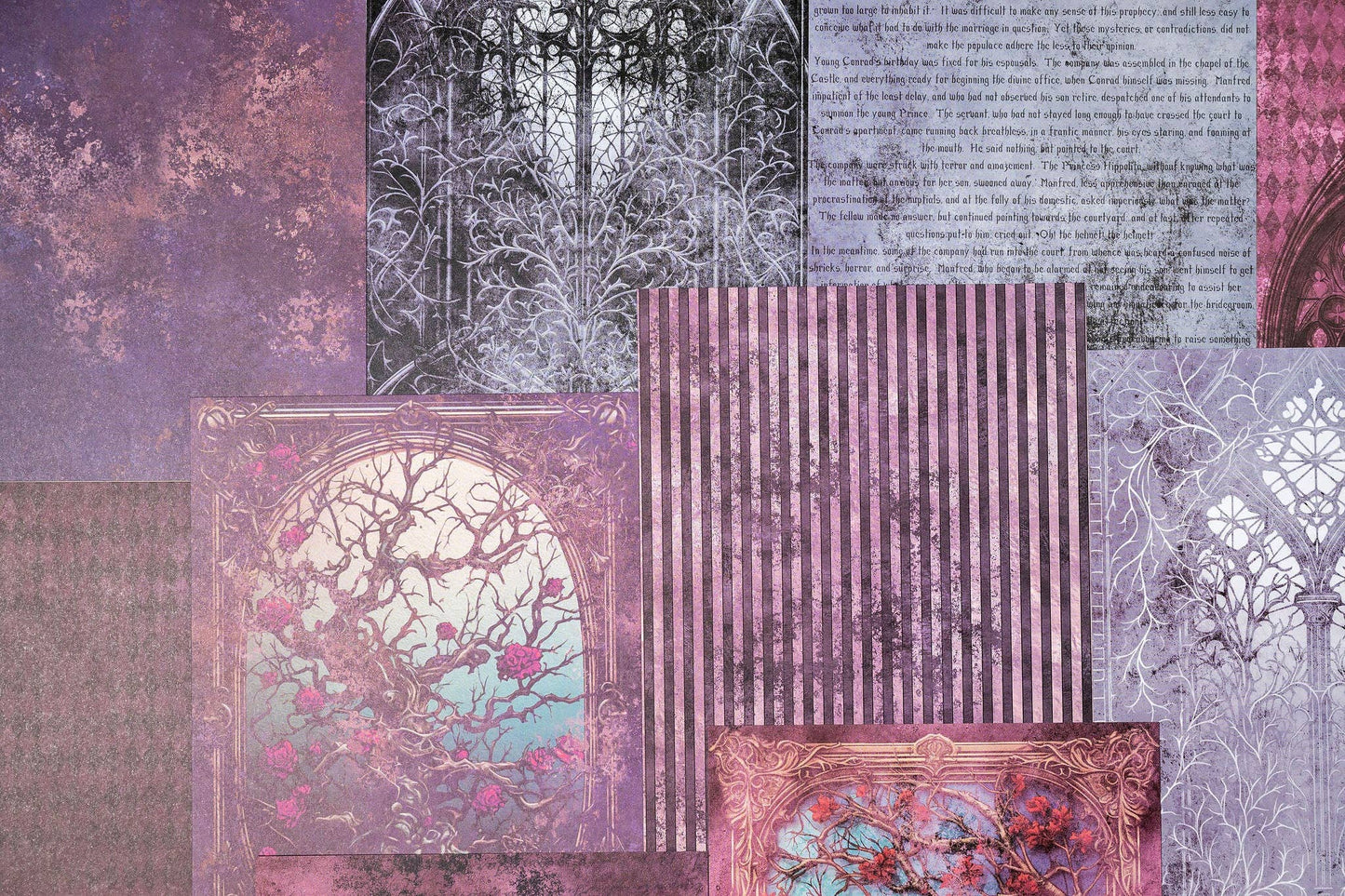 A5 Shabby Gothic Paper Set - Cora Crea Crafts (10 sheets)