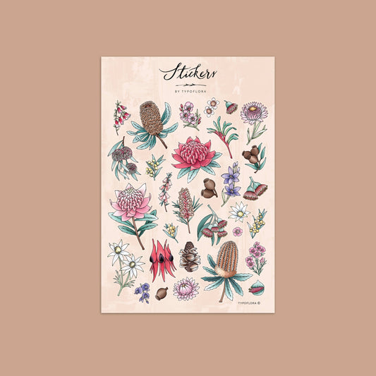 Australian Blooms Sticker Set - Typoflora (1 sheet)