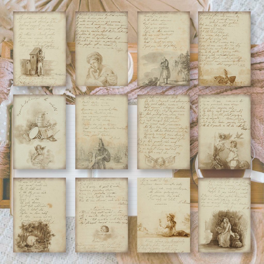 Old Diary Small Ephemera Paper (24 pieces) - Plan & Plot Studio