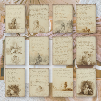 Old Diary Small Ephemera Paper (24 pieces) - Plan & Plot Studio