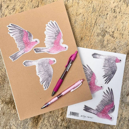 Galahs Australian Birds Sticker Sheet - Bridget Farmer