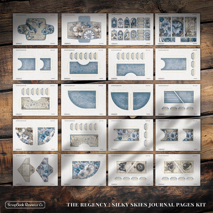 "The Regency Silky Skies" Junk Journal Kit - Scrapbook Resource Co (Make 30 Pages+)-Rachel The Turtle Journal