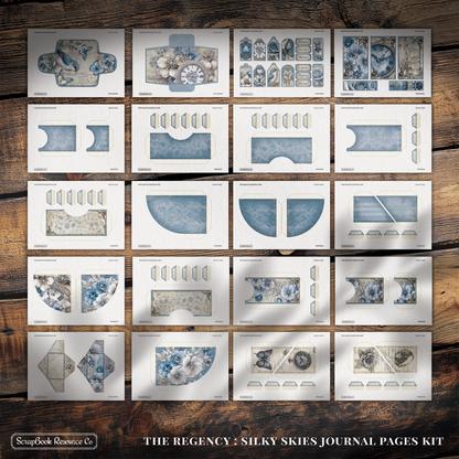 "The Regency Silky Skies" Junk Journal Kit - Scrapbook Resource Co (Make 30 Pages+)