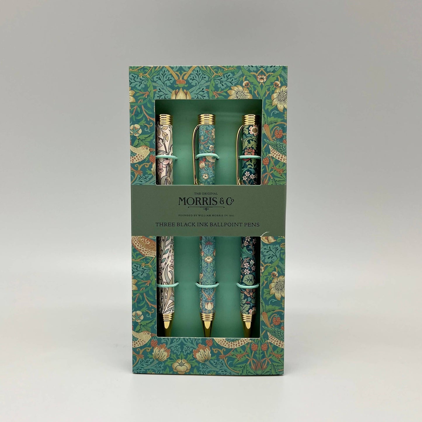 Gift Set 3 Pens William Morris Strawberry Thief - The Great British Card Company
