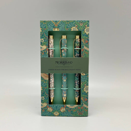 Gift Set 3 Pens William Morris Strawberry Thief - The Great British Card Company