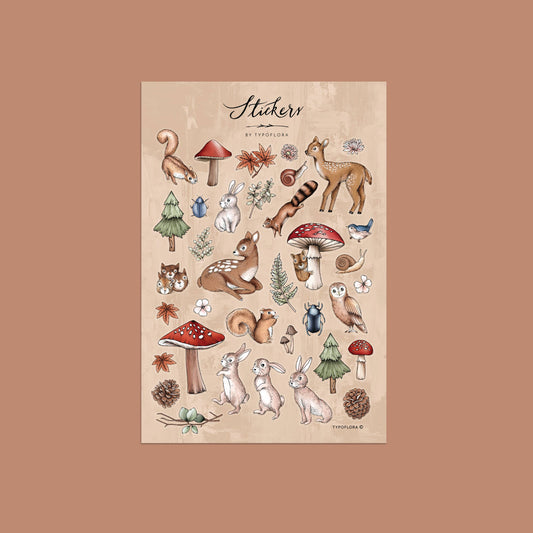 Woodland Sticker Set - Typoflora (1 sheet)