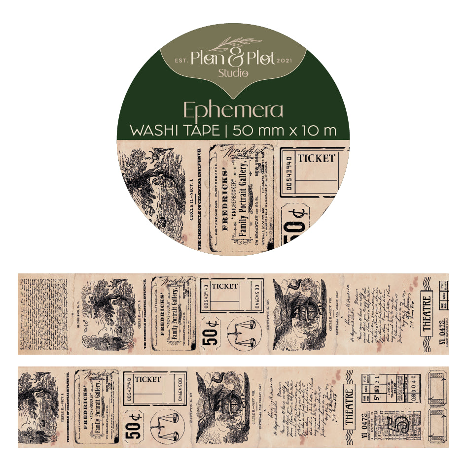 Ephemera Wide Washi Tape Roll (10m long) Plan and Plot Studio
