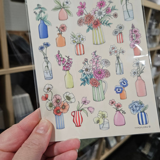 Vases Sticker Set - Typoflora (1 sheet)