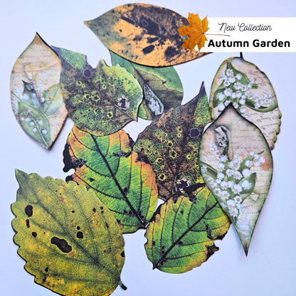 The Turtle Journal - Die cut Cardstock Diecut Leaves Green Mottled Browns Garden Outdoors Paper Crafting Autumn Fall Scrapbooking Australia Supplies Paper Piece Set