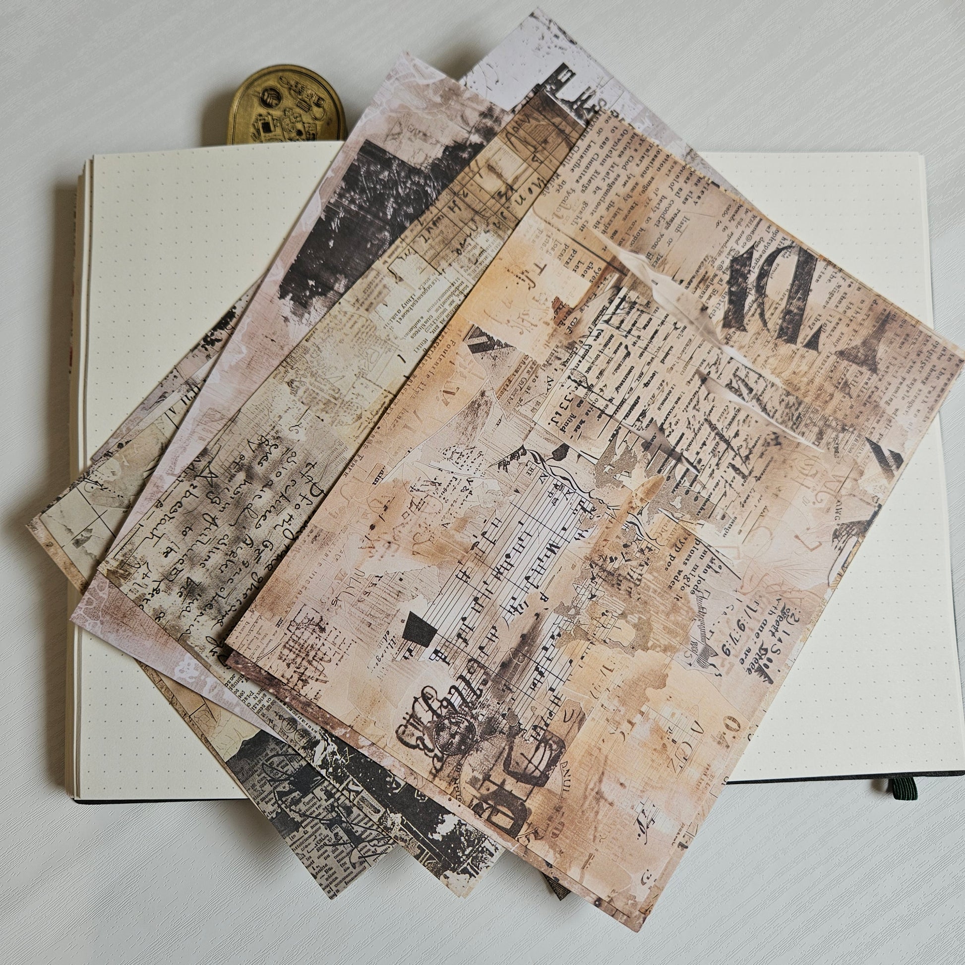 Worn and Weathered A5 Patterned Paper Set (12 sheets)-Rachel The Turtle Journal