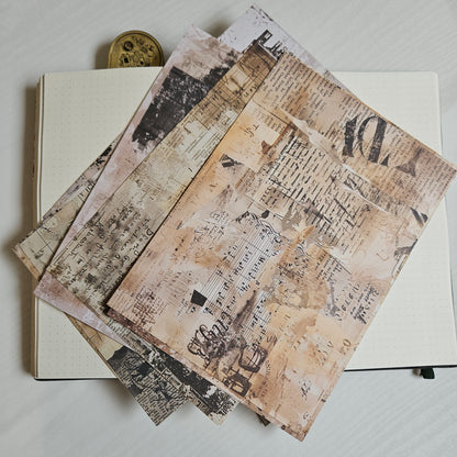 Worn and Weathered A5 Patterned Paper Set (12 sheets)-Rachel The Turtle Journal