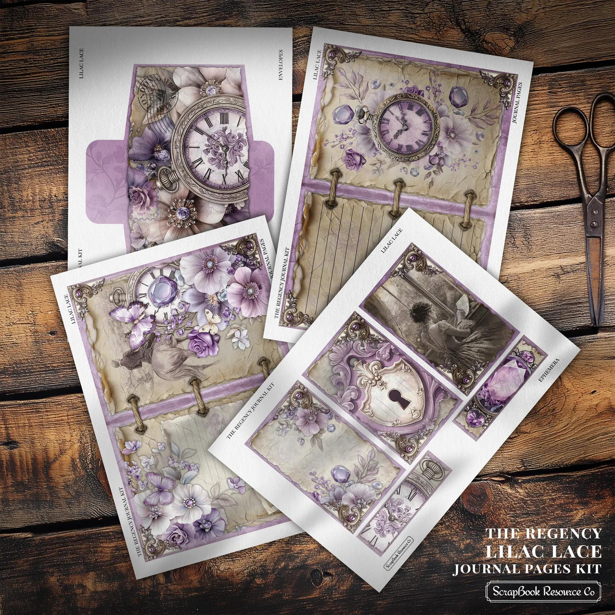 "The Regency Lilac Lace" Junk Journal Kit - Scrapbook Resource Co (Make 30 Pages+)-Rachel The Turtle Journal