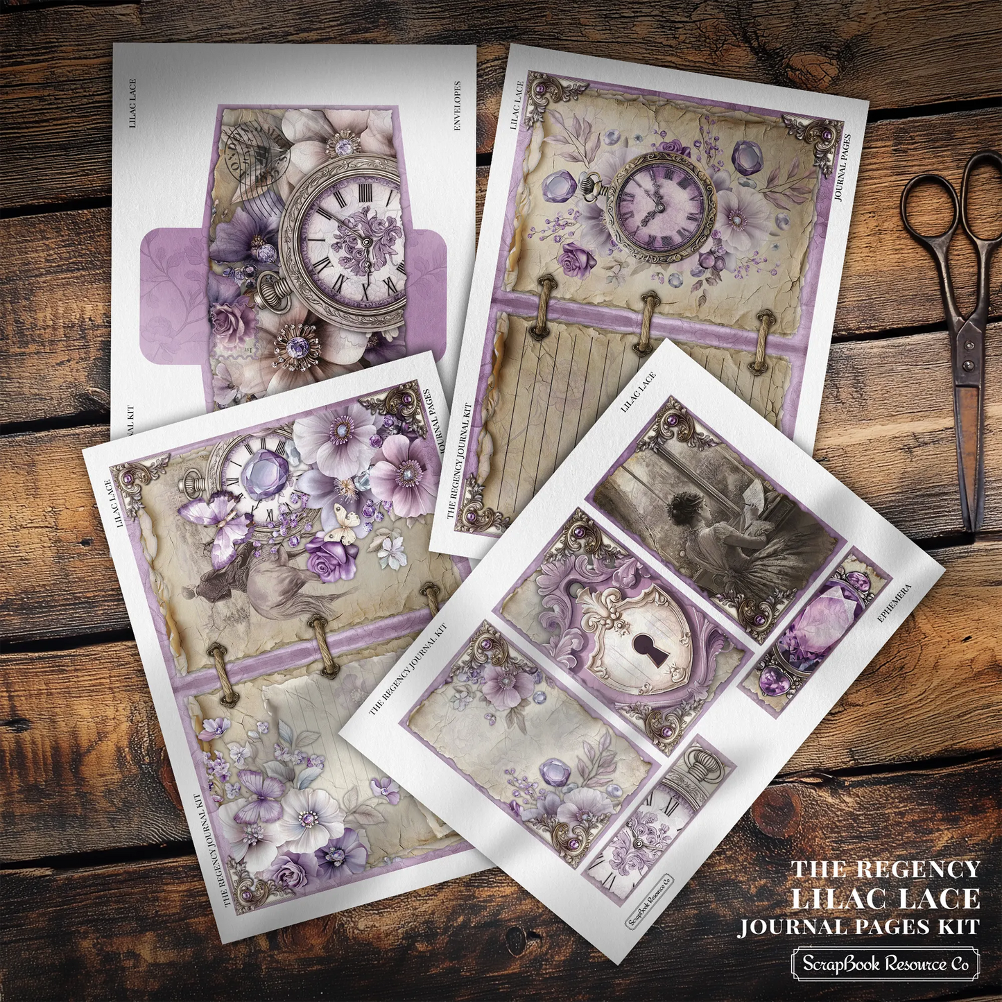 "The Regency Lilac Lace" Junk Journal Kit - Scrapbook Resource Co (Make 30 Pages+)