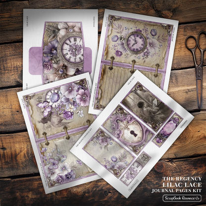 "The Regency Lilac Lace" Junk Journal Kit - Scrapbook Resource Co (Make 30 Pages+)