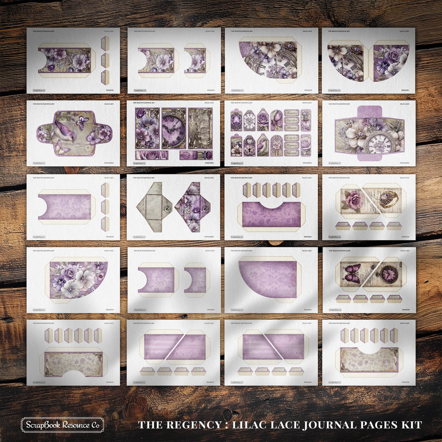 "The Regency Lilac Lace" Junk Journal Kit - Scrapbook Resource Co (Make 30 Pages+)