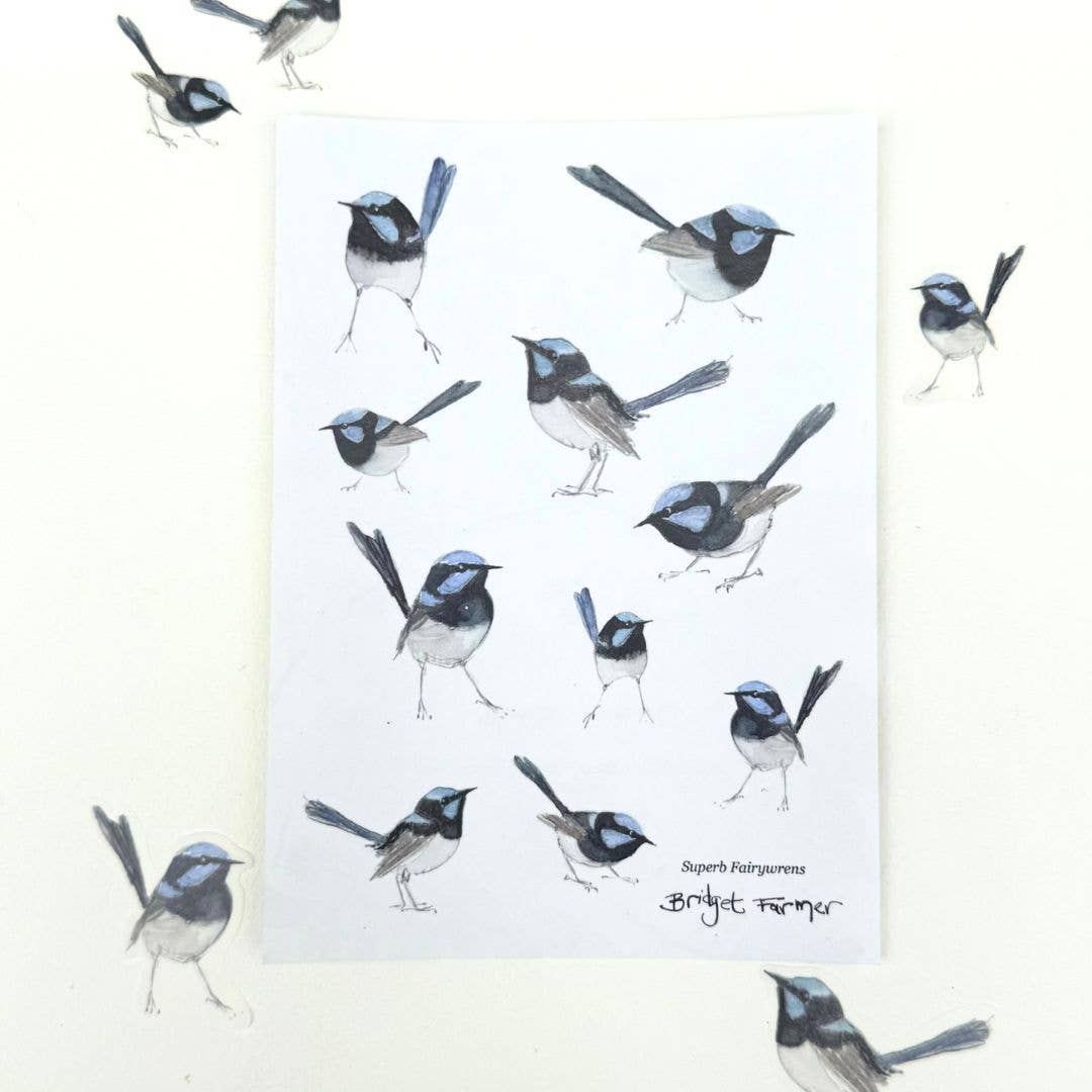 Fairywren Sticker Sheet (A6) - Bridget Farmer-Rachel The Turtle Journal