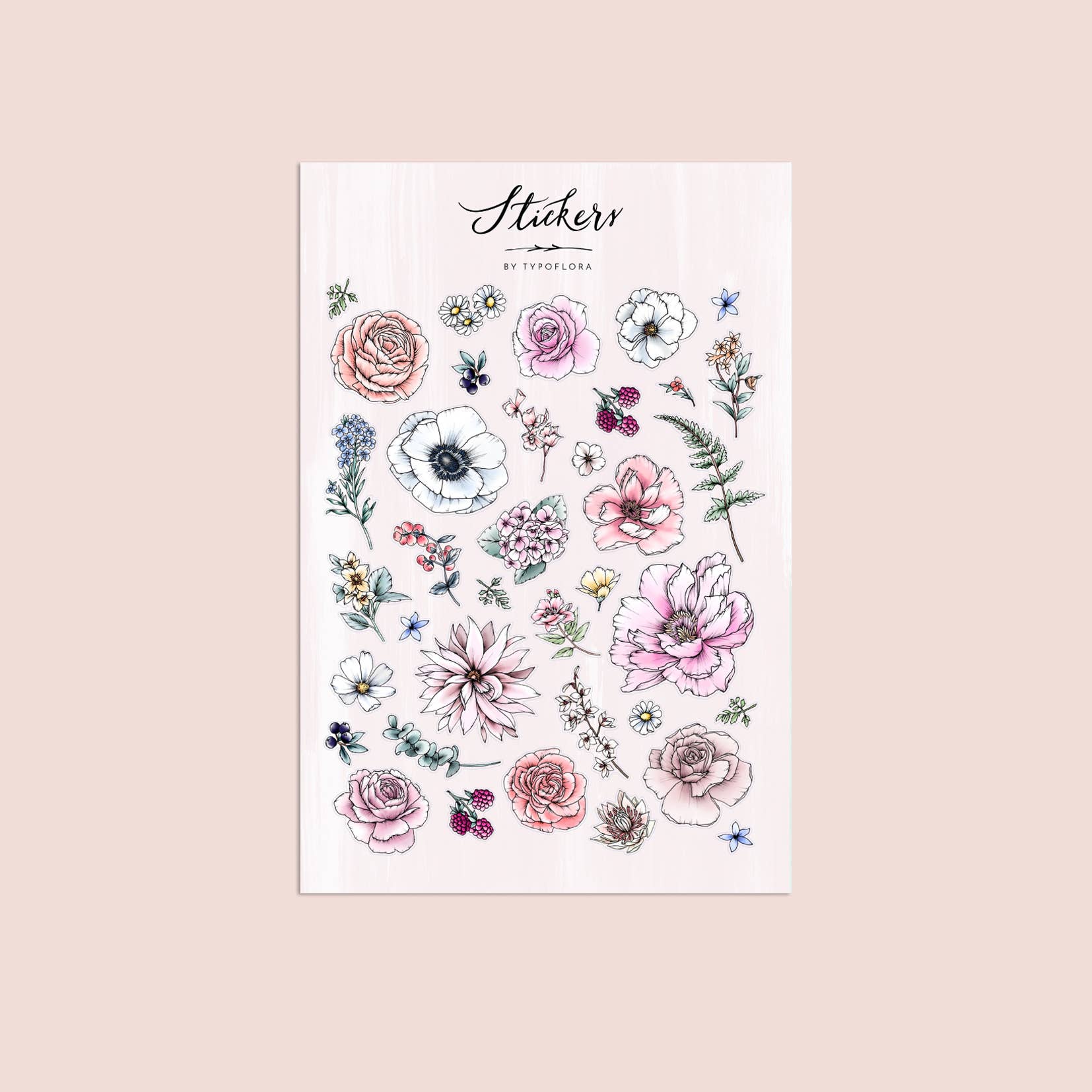 Spring Flower Lovers Sticker Set - Typoflora (1 sheet) – Rachel The ...