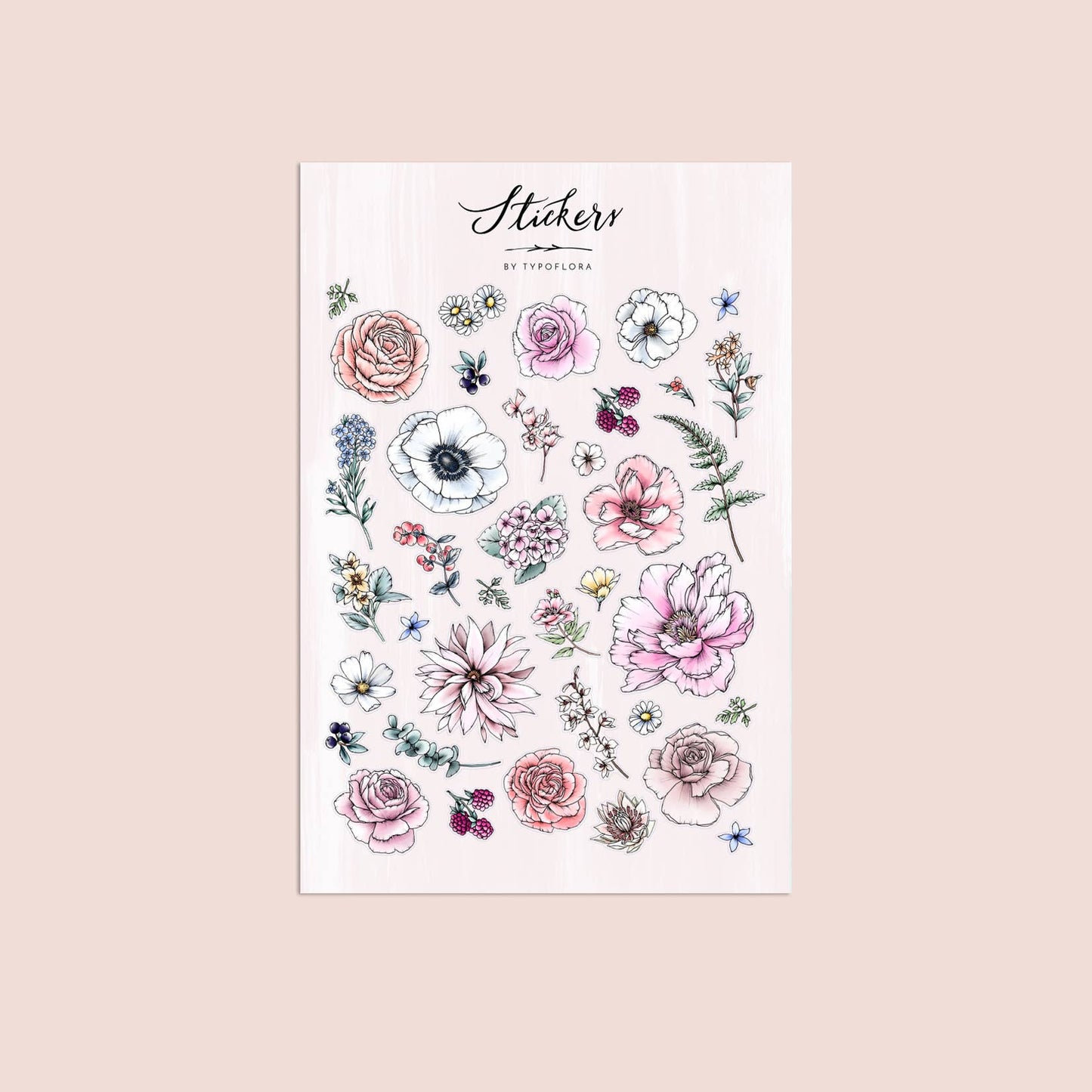 Spring Flower Lovers Sticker Set - Typoflora (1 sheet)