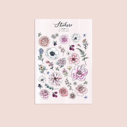Spring Flower Lovers Sticker Set - Typoflora (1 sheet)