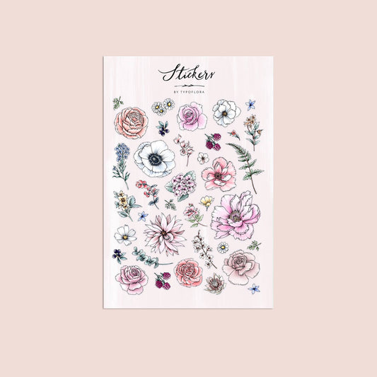 Spring Flower Lovers Sticker Set - Typoflora (1 sheet)