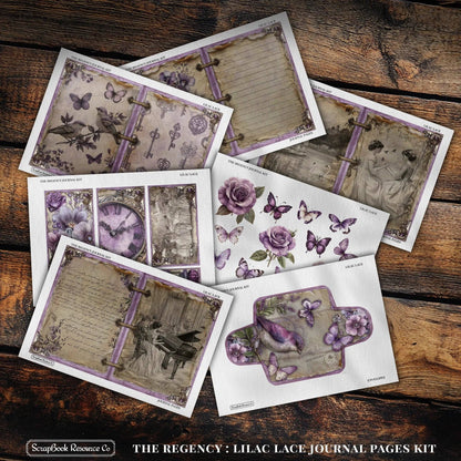 "The Regency Lilac Lace" Junk Journal Kit - Scrapbook Resource Co (Make 30 Pages+)