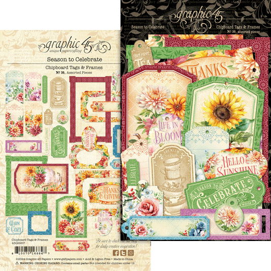 Season to Celebrate Chipboard Tags & Frames - Graphic 45