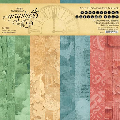 Journaling Through Time - 8.5″ x 11″ Patterns & Solids Paper Pack - Graphic 45-Rachel The Turtle Journal