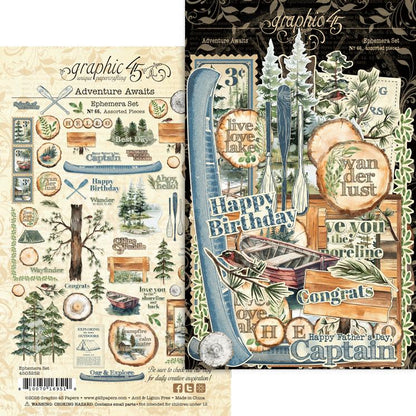 Adventure Awaits Ephemera Set - Graphic 45-Rachel The Turtle Journal