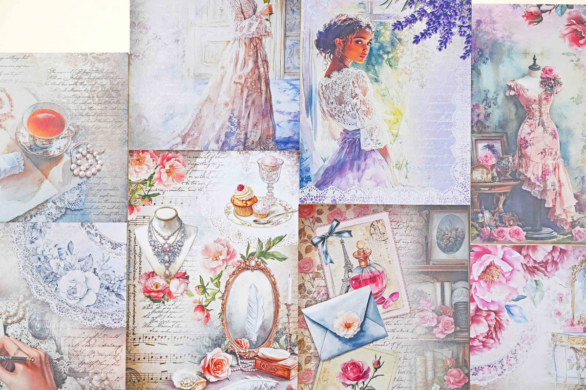 A6 Coquette Background Paper Set - Cora Crea Crafts