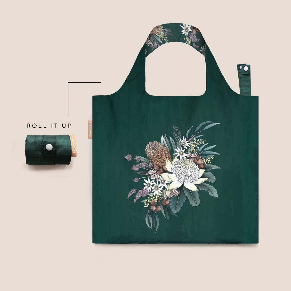 Green Waratah Reusable Bag Craft Gift Tote - Typoflora (1)