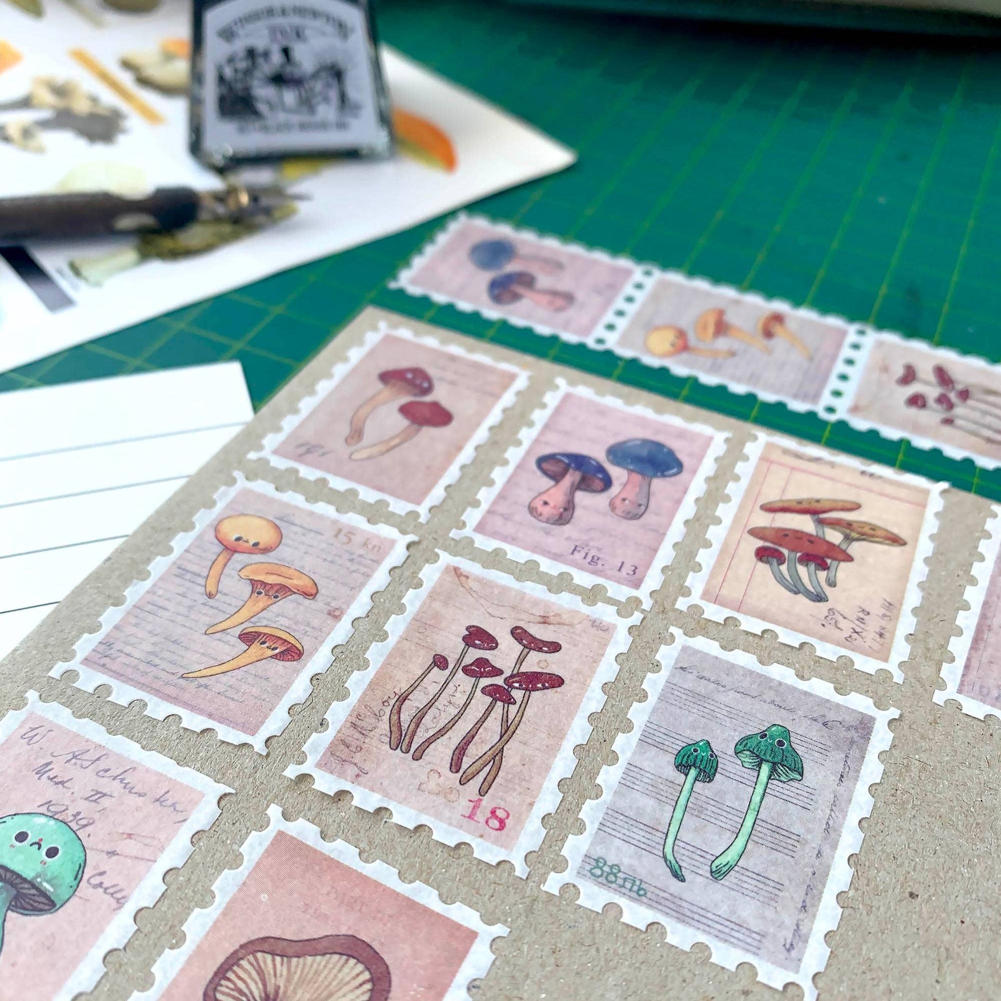 Vintage Mushroom Volume I - Stamp Washi Tape-Rachel The Turtle Journal