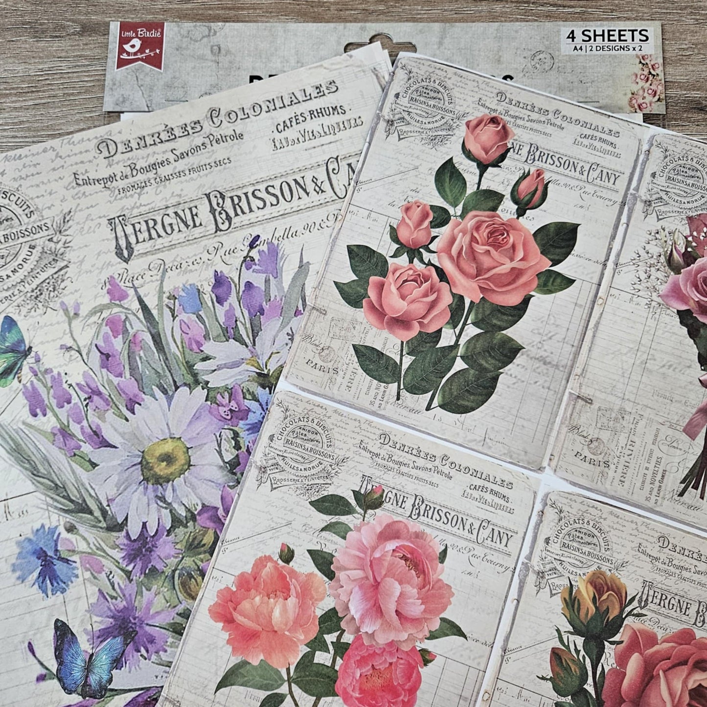 A4 Decoupage Paper Pack (4 sheets)