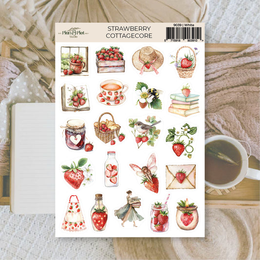 Strawberry Cottagecore Sticker Set (1 sheet) - Plan & Plot Studio