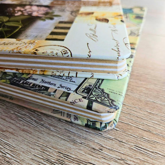 A5 Hardcover Junk Journal Collage Notebook (160 page)-A5 Hardcover Junk Journal Collage Notebook (192 page)-Rachel The Turtle Journal