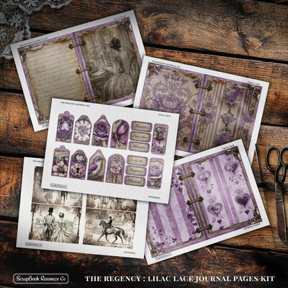 "The Regency Lilac Lace" Junk Journal Kit - Scrapbook Resource Co (Make 30 Pages+)