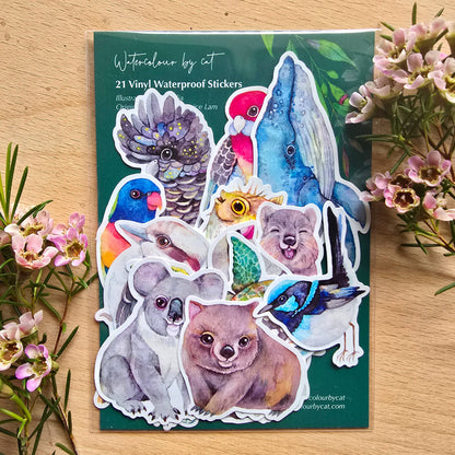 Australian Animals Vinyl Sticker Pack – 21 pcs-Rachel The Turtle Journal