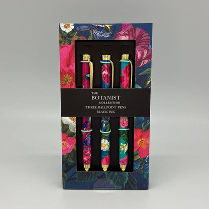 Gift Set 3 Pens Flowers Blue Pink Stationery - The Great British Card Company