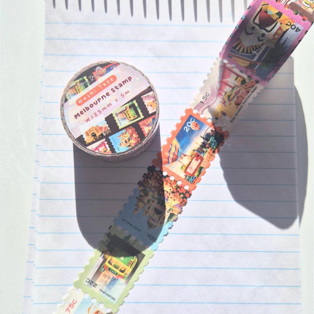 Melbourne Stamp Washi Tape - Littlory Designs (1 roll)-Rachel The Turtle Journal
