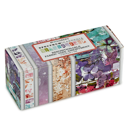 The Turtle Journal - 49 and Market Gardenia Repositionable Fabric Tape 4 pack Roll Butterflies Floral Journal Paper Crafting Swatch Marbled Bright Colours Spring Colourful Scrapbooking Embellishments Australian Journaling