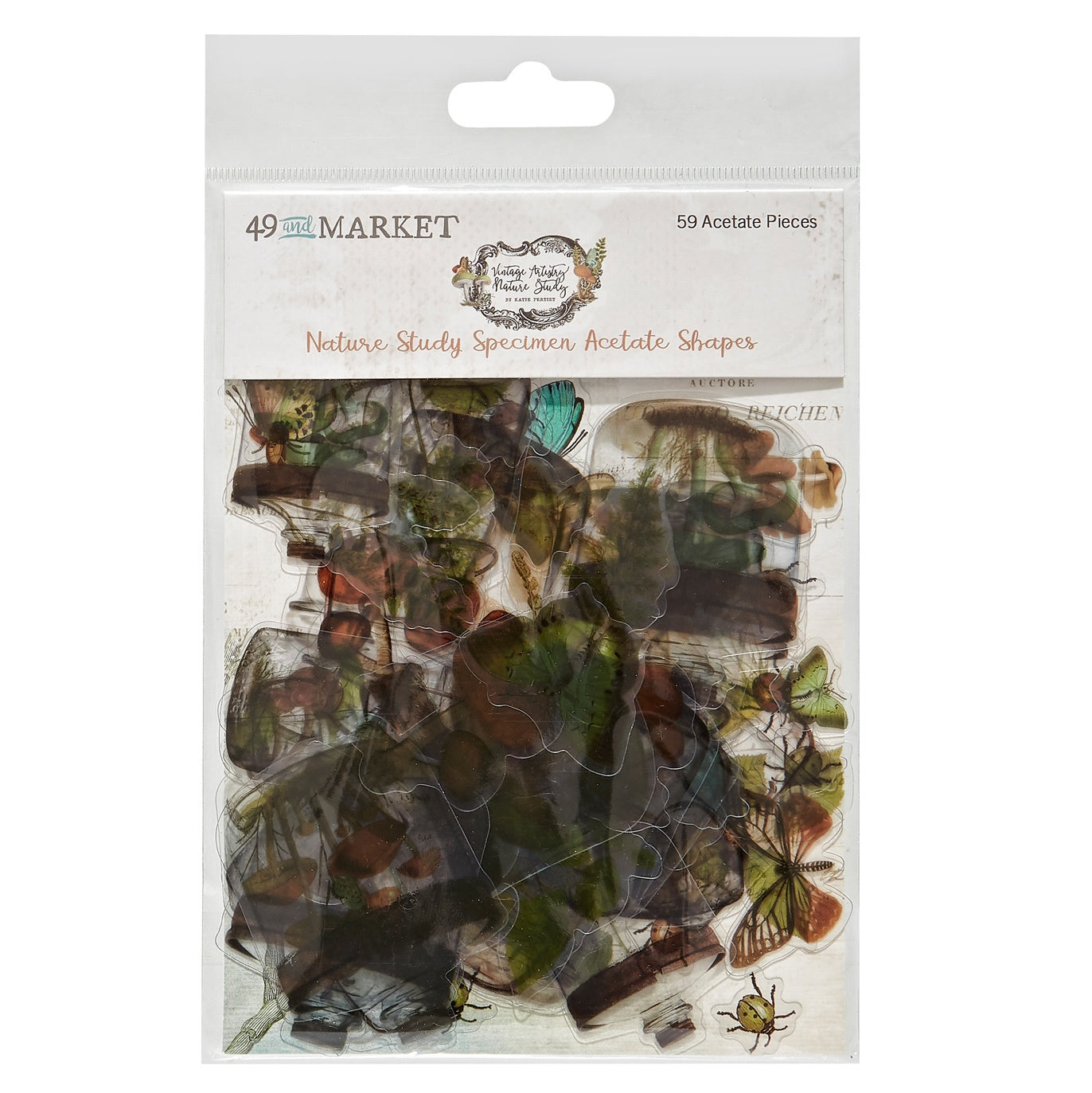 Specimen Acetate Embellishments Nature Study - 49 and Market Aussie Paper Crafting - The Turtle Journal - Science Journaling Garden Glass Jars Bugs Transparent