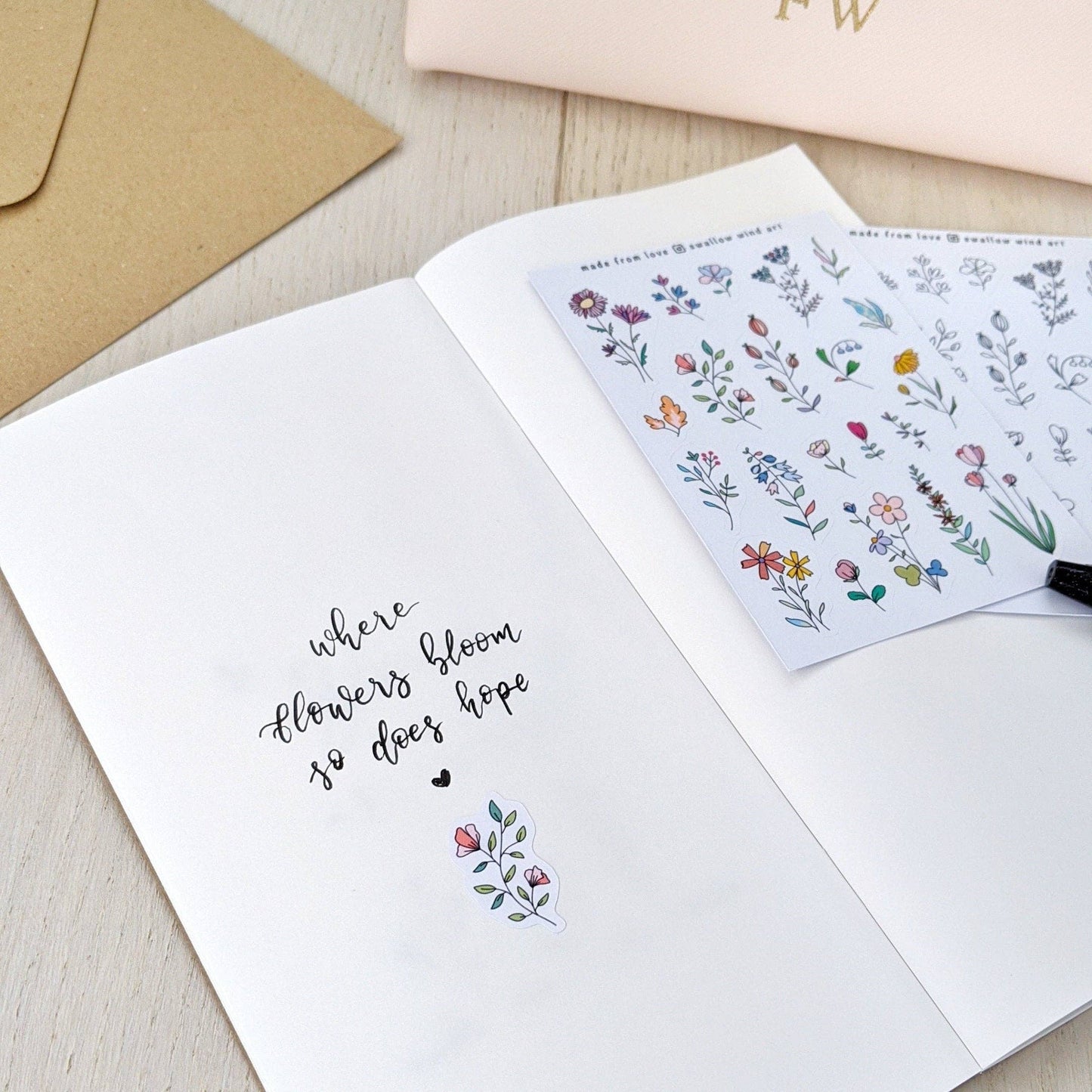 Wildflowers and Leaves v2 Sticker Sheet - Swallow Wind Art