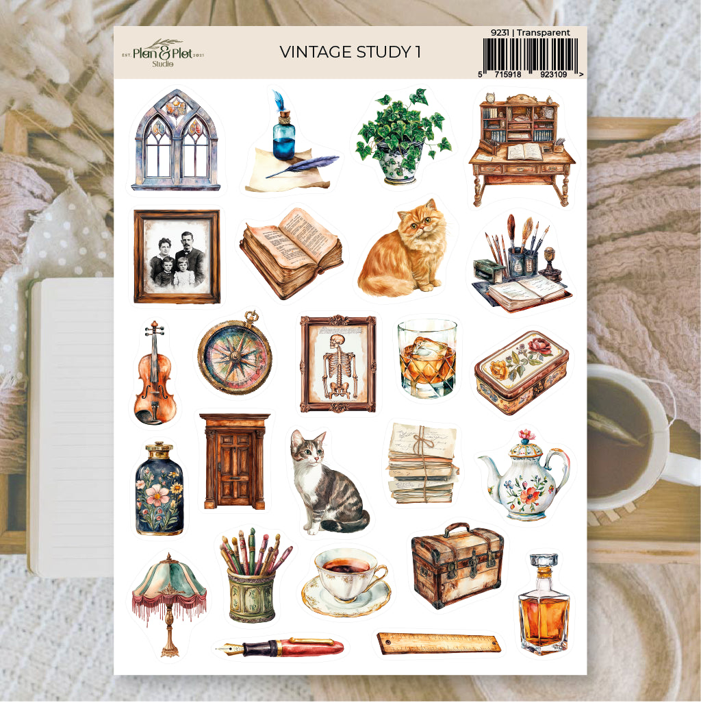 Vintage Study 1 Sticker Set (1 sheet) - Plan & Plot Studio