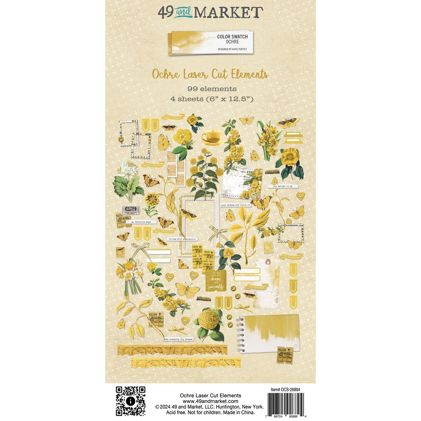 Color Swatch: Ochre Die-Cut Laser Cut Elements - 49 and Market (99 piece pack)-Color Swatch: Ochre Die-Cut Laser Cut Elements - 49 and Market (99 piece pack) The Turtle Journal Aussie Paper Crafters and Journaling Enthusiasts-Rachel The Turtle Journal