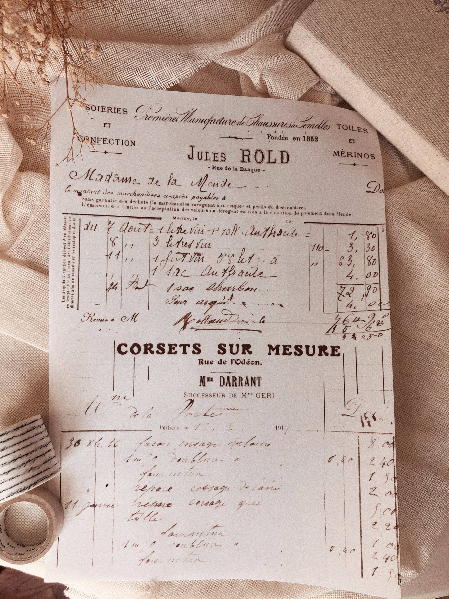 5 x A5 Full Page Stickers - French Ephemera - Chapteries from France