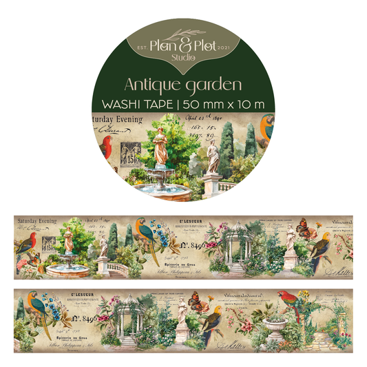 Antique Garden Wide Washi Tape Roll (10m long) Plan and Plot Studio