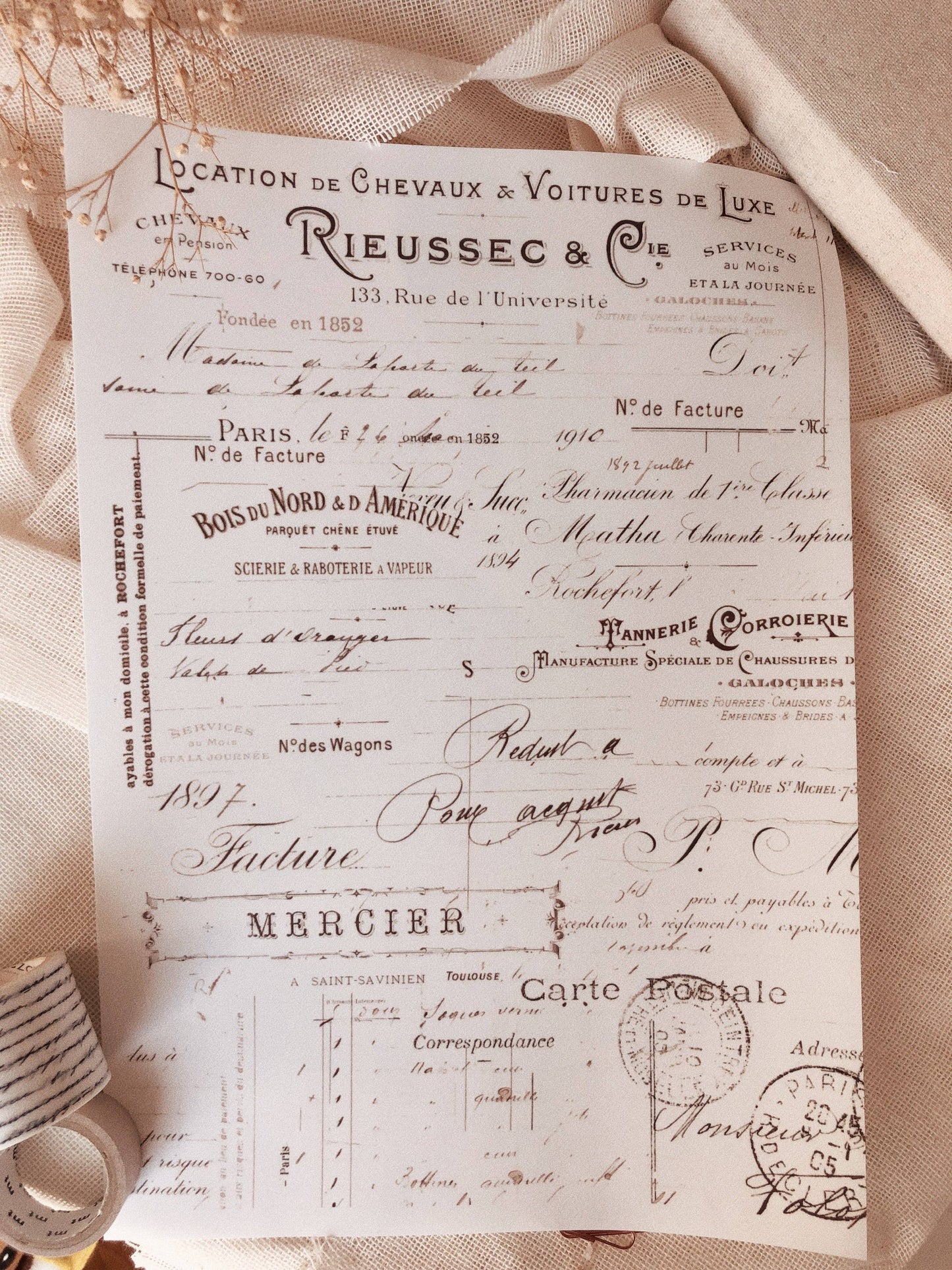 5 x A5 Full Page Stickers - French Ephemera - Chapteries from France