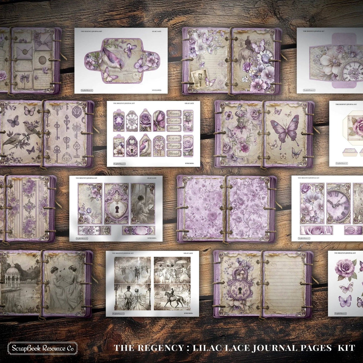 "The Regency Lilac Lace" Junk Journal Kit - Scrapbook Resource Co (Make 30 Pages+)