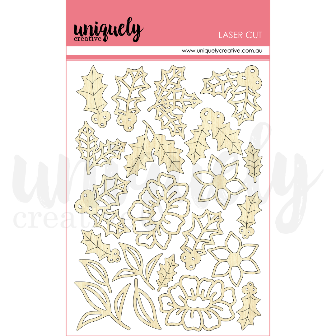 Holly Laser Cut Stickers (1 sheet) - Uniquely Creative