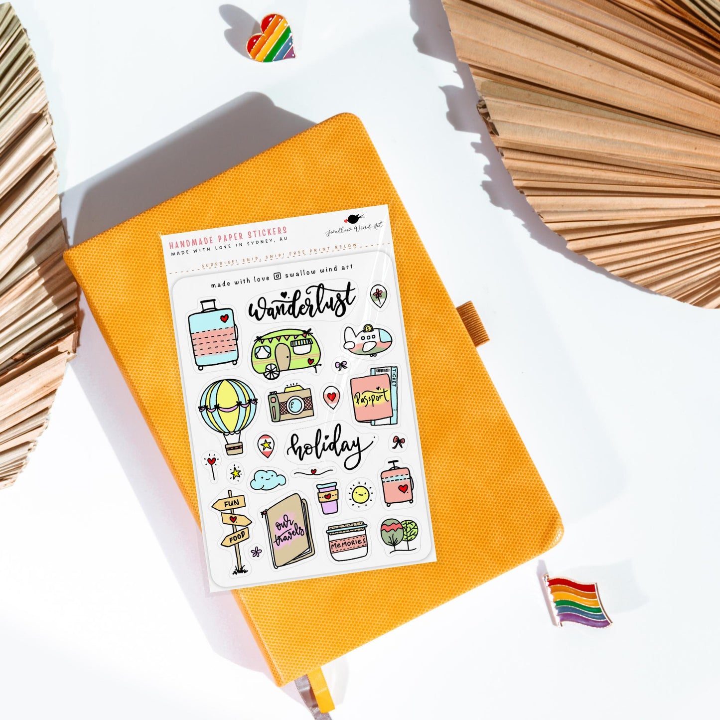 Holiday Wanderlust Travel Notebook Sticker Sheet - Swallow Wind Art